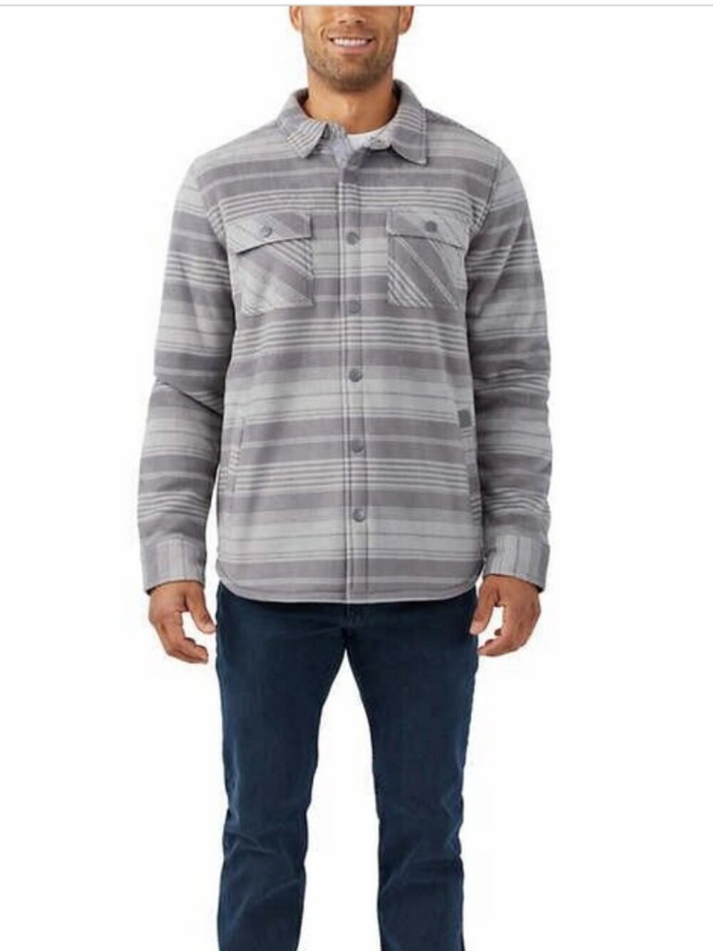 Voyager Men's Super Plush Shirt Jacket, Gray Size XXL